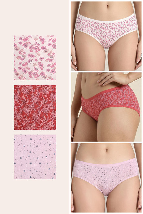Zivame Regular Rise Full Coverage Hipster Panty (Pack of 3) - Multicolor — image 2